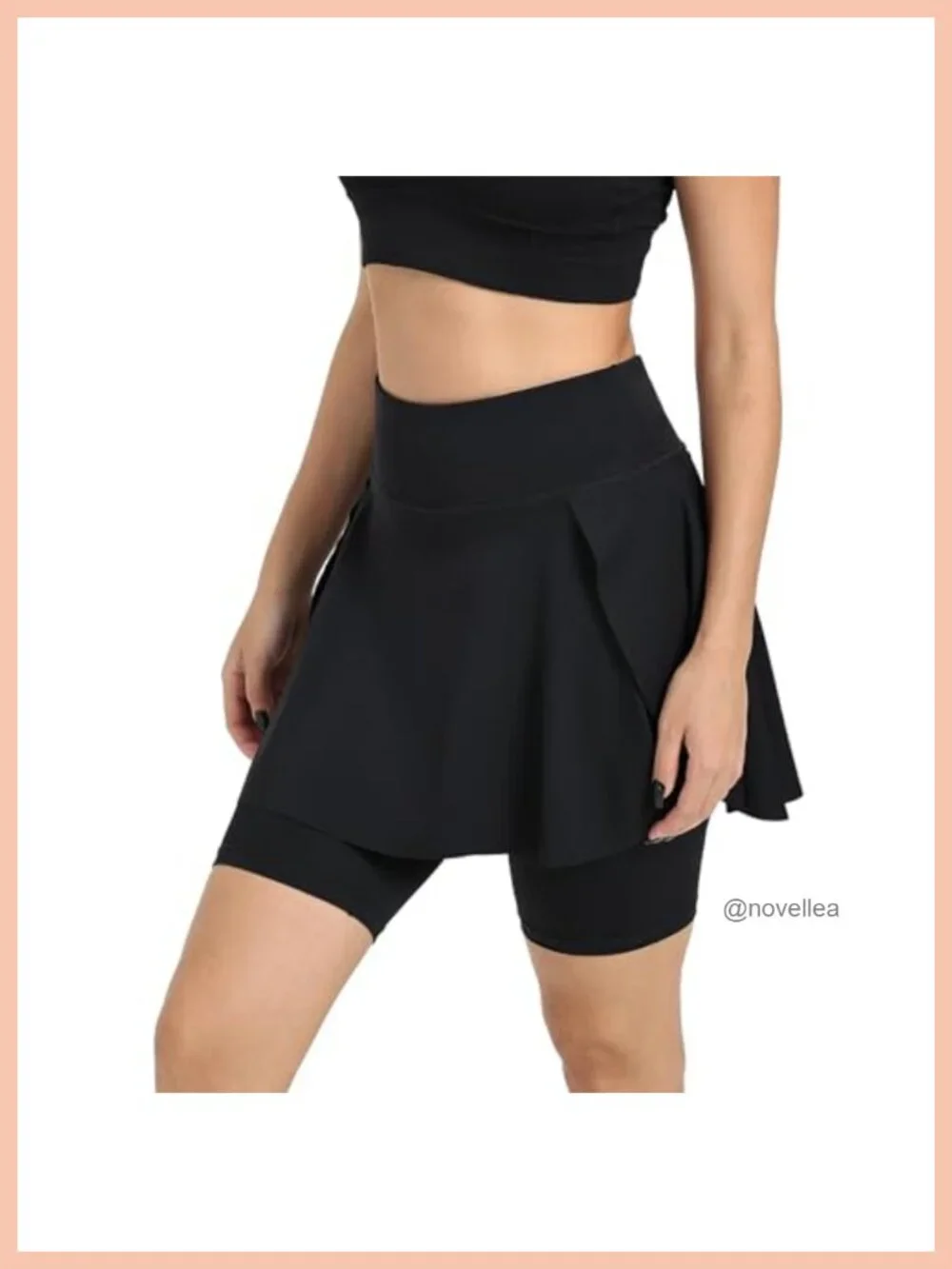 Athletic Skort with Leggings, 4 Pockets, High Rise, Zipper, Above Knee